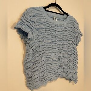 By Anthropologie Ruched Baby Tee in Sky XL